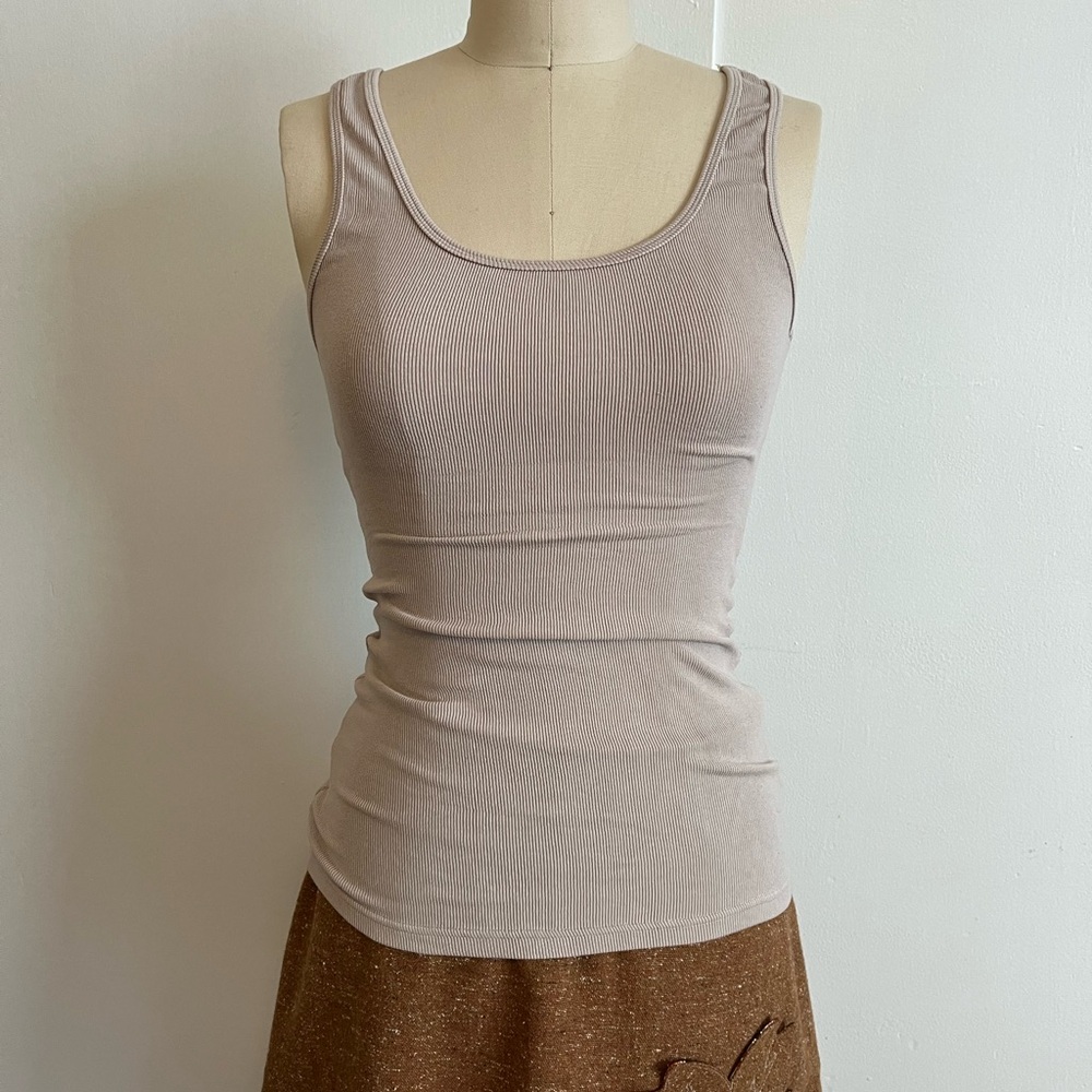 Grade & Gather Tan Fitted Tank Top